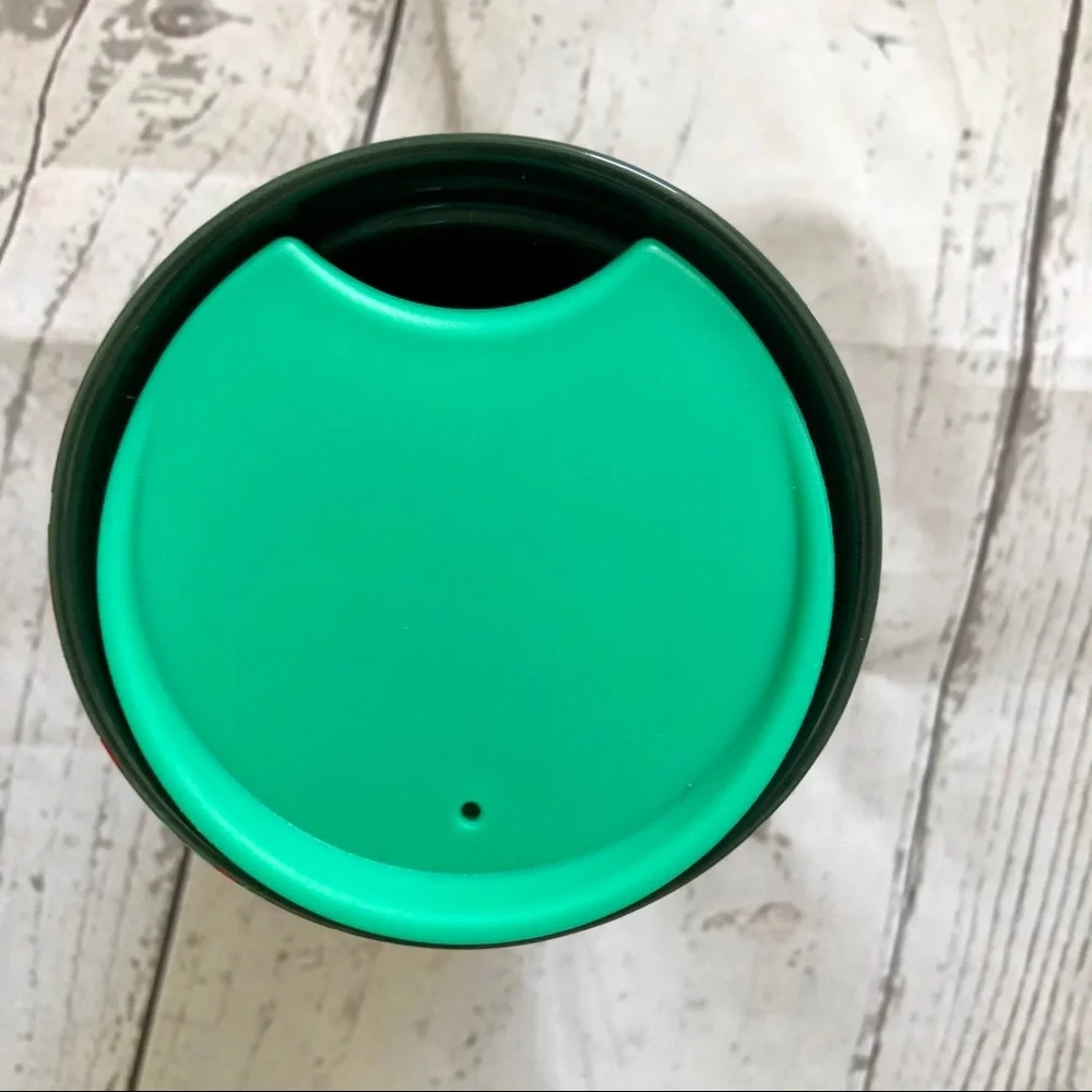 Starbucks 2019 Holiday Confetti Travel Mug Ceramic 12oz LE Green Red with Lid